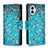 Leather Case Stands Fashionable Pattern Flip Cover Holder for Nothing Phone 1 Cyan