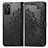 Leather Case Stands Fashionable Pattern Flip Cover Holder for Oppo A55S 5G Black