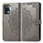 Leather Case Stands Fashionable Pattern Flip Cover Holder for Oppo F19 Pro Gray