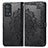 Leather Case Stands Fashionable Pattern Flip Cover Holder for Oppo Reno6 Pro 5G Black