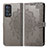 Leather Case Stands Fashionable Pattern Flip Cover Holder for Oppo Reno6 Pro 5G Gray