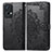 Leather Case Stands Fashionable Pattern Flip Cover Holder for Oppo Reno7 Pro 5G Black