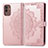 Leather Case Stands Fashionable Pattern Flip Cover Holder for Samsung Galaxy M13 5G Rose Gold