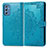 Leather Case Stands Fashionable Pattern Flip Cover Holder for Samsung Galaxy M52 5G Blue