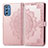 Leather Case Stands Fashionable Pattern Flip Cover Holder for Samsung Galaxy M52 5G Rose Gold