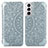 Leather Case Stands Fashionable Pattern Flip Cover Holder for Samsung Galaxy S21 Plus 5G Gray