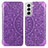 Leather Case Stands Fashionable Pattern Flip Cover Holder for Samsung Galaxy S21 Plus 5G Purple