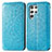 Leather Case Stands Fashionable Pattern Flip Cover Holder for Samsung Galaxy S21 Ultra 5G Blue
