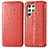 Leather Case Stands Fashionable Pattern Flip Cover Holder for Samsung Galaxy S21 Ultra 5G Red