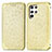 Leather Case Stands Fashionable Pattern Flip Cover Holder for Samsung Galaxy S21 Ultra 5G Yellow