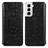 Leather Case Stands Fashionable Pattern Flip Cover Holder for Samsung Galaxy S23 5G Black