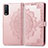 Leather Case Stands Fashionable Pattern Flip Cover Holder for Vivo Y11s Rose Gold