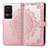 Leather Case Stands Fashionable Pattern Flip Cover Holder for Xiaomi Poco F4 5G Rose Gold