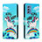 Leather Case Stands Fashionable Pattern Flip Cover Holder H01X for Samsung Galaxy M52 5G Sky Blue