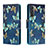 Leather Case Stands Fashionable Pattern Flip Cover Holder H01X for Samsung Galaxy S22 5G Navy Blue