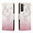 Leather Case Stands Fashionable Pattern Flip Cover Holder H01X for Samsung Galaxy S22 5G Pink