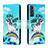 Leather Case Stands Fashionable Pattern Flip Cover Holder H01X for Samsung Galaxy S22 5G Sky Blue