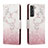 Leather Case Stands Fashionable Pattern Flip Cover Holder H01X for Samsung Galaxy S22 Plus 5G Pink