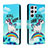 Leather Case Stands Fashionable Pattern Flip Cover Holder H01X for Samsung Galaxy S22 Ultra 5G Sky Blue