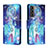 Leather Case Stands Fashionable Pattern Flip Cover Holder H02X for Samsung Galaxy S22 5G Blue