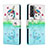 Leather Case Stands Fashionable Pattern Flip Cover Holder H02X for Samsung Galaxy S22 5G Green