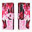 Leather Case Stands Fashionable Pattern Flip Cover Holder H02X for Samsung Galaxy S22 5G Hot Pink