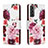 Leather Case Stands Fashionable Pattern Flip Cover Holder H02X for Samsung Galaxy S22 5G Red