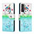 Leather Case Stands Fashionable Pattern Flip Cover Holder H02X for Samsung Galaxy S22 Plus 5G Green