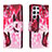 Leather Case Stands Fashionable Pattern Flip Cover Holder H02X for Samsung Galaxy S23 Ultra 5G Hot Pink