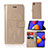 Leather Case Stands Fashionable Pattern Flip Cover Holder JX1 for Samsung Galaxy A01 Core Gold