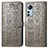 Leather Case Stands Fashionable Pattern Flip Cover Holder L01 for Xiaomi Mi 12 5G Gray