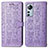 Leather Case Stands Fashionable Pattern Flip Cover Holder L01 for Xiaomi Mi 12 5G Purple