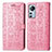 Leather Case Stands Fashionable Pattern Flip Cover Holder L01 for Xiaomi Mi 12 Lite 5G Hot Pink