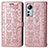 Leather Case Stands Fashionable Pattern Flip Cover Holder L01 for Xiaomi Mi 12 Lite 5G Pink