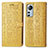 Leather Case Stands Fashionable Pattern Flip Cover Holder L01 for Xiaomi Mi 12 Lite 5G Yellow