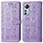 Leather Case Stands Fashionable Pattern Flip Cover Holder L01 for Xiaomi Mi 12S 5G Purple