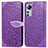 Leather Case Stands Fashionable Pattern Flip Cover Holder L02 for Xiaomi Mi 12 5G Purple