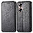 Leather Case Stands Fashionable Pattern Flip Cover Holder S01D for Huawei Honor 60 Pro 5G Black