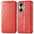 Leather Case Stands Fashionable Pattern Flip Cover Holder S01D for Huawei Honor 60 Pro 5G Red