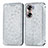Leather Case Stands Fashionable Pattern Flip Cover Holder S01D for Huawei Honor 60 Pro 5G Silver