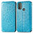 Leather Case Stands Fashionable Pattern Flip Cover Holder S01D for Motorola Moto E30 Blue