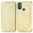 Leather Case Stands Fashionable Pattern Flip Cover Holder S01D for Motorola Moto E30 Gold