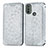 Leather Case Stands Fashionable Pattern Flip Cover Holder S01D for Motorola Moto E30 Silver