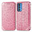 Leather Case Stands Fashionable Pattern Flip Cover Holder S01D for Motorola Moto Edge 20 Pro 5G Rose Gold
