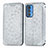 Leather Case Stands Fashionable Pattern Flip Cover Holder S01D for Motorola Moto Edge 20 Pro 5G Silver