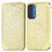 Leather Case Stands Fashionable Pattern Flip Cover Holder S01D for Motorola Moto Edge (2021) 5G Gold