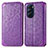 Leather Case Stands Fashionable Pattern Flip Cover Holder S01D for Motorola Moto Edge Plus (2022) 5G Purple
