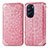 Leather Case Stands Fashionable Pattern Flip Cover Holder S01D for Motorola Moto Edge Plus (2022) 5G Rose Gold