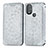 Leather Case Stands Fashionable Pattern Flip Cover Holder S01D for Motorola Moto G Power (2022) Silver
