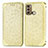 Leather Case Stands Fashionable Pattern Flip Cover Holder S01D for Motorola Moto G40 Fusion Gold